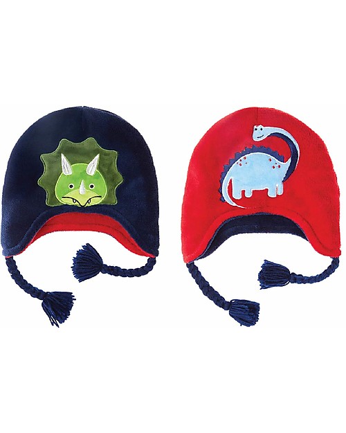 FlapJackKids Reversible Fleece Winter Hat - Dinosaurs - SPF 50+ Winter Hats