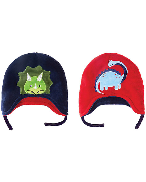 FlapJackKids Reversible Fleece Winter Hat - Dinosaurs - SPF 50+ Winter Hats