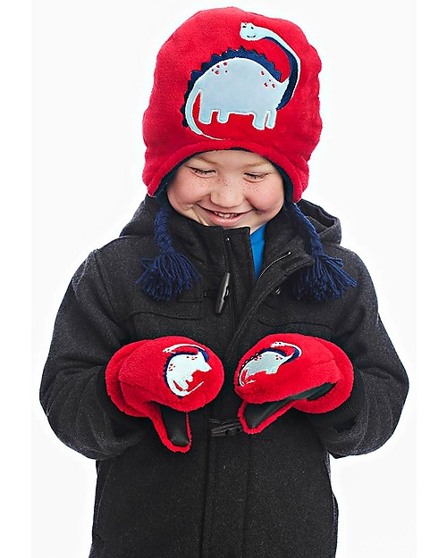 FlapJackKids Reversible Fleece Winter Hat - Dinosaurs - SPF 50+ Winter Hats
