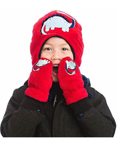 FlapJackKids Reversible Fleece Winter Hat - Dinosaurs - SPF 50+ Winter Hats