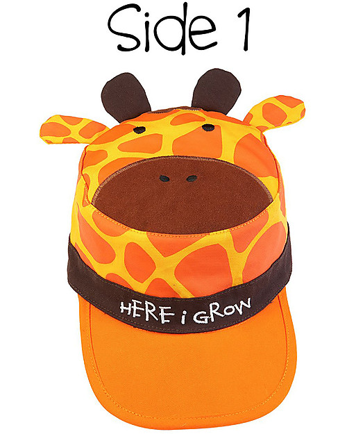 FlapJackKids Reversible Kids Cap SPF 50 - Giraffe+Zebra - 100% Cotton Sunhats