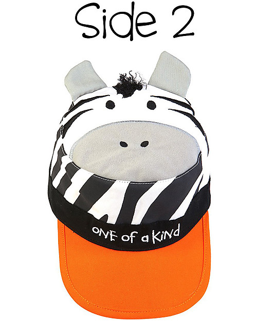 FlapJackKids Reversible Kids Cap SPF 50 - Giraffe+Zebra - 100% Cotton Sunhats