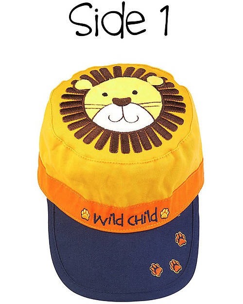FlapJackKids Reversible Kids Cap SPF 50 - Lion+Monkey - 100% Cotton Sunhats