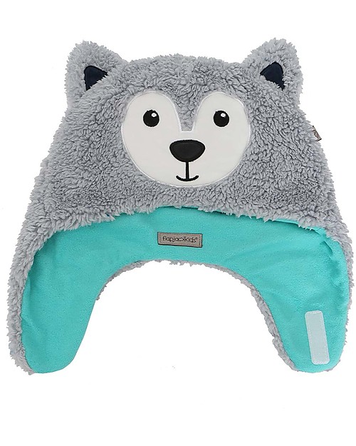 FlapJackKids Reversible Sherpa Hat - Wolf + Ski Goggles - Ultra Soft Winter Hats