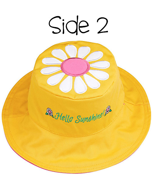FlapJackKids Reversible Summer Hat Anti-UV UPF 50+, Bunny+Daisy - 100% cotton Sunhats