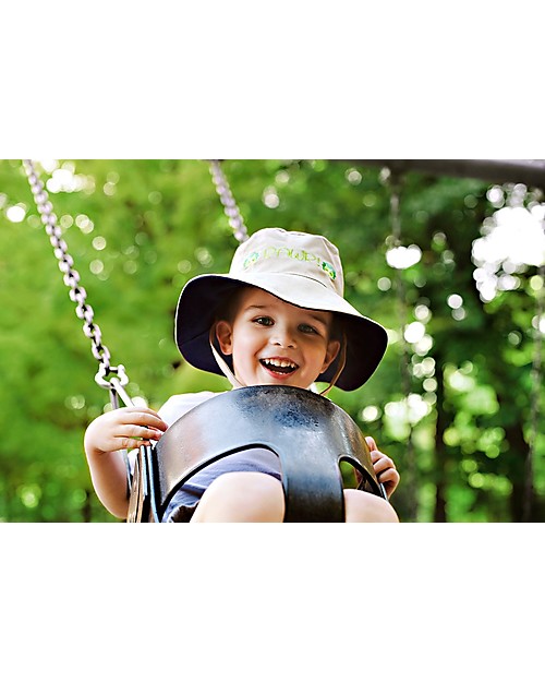 FlapJackKids Reversible Summer Hat Anti-UV UPF 50+, Dinosaurs - 100% cotton Sunhats