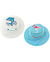FlapJackKids Reversible Summer Hat Anti-UV UPF 50+, Dolphin+Flamingo - 100% cotton Sunhats