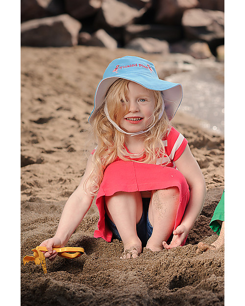 FlapJackKids Reversible Summer Hat Anti-UV UPF 50+, Dolphin+Flamingo - 100% cotton Sunhats