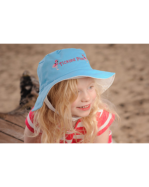 FlapJackKids Reversible Summer Hat Anti-UV UPF 50+, Dolphin+Flamingo - 100% cotton Sunhats
