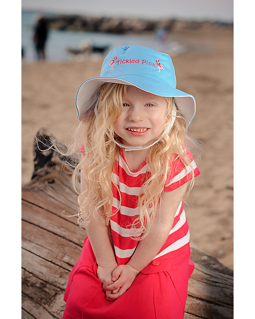 FlapJackKids Reversible Summer Hat Anti-UV UPF 50+, Dolphin+Flamingo - 100% cotton Sunhats