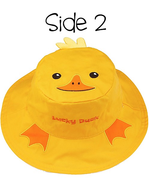 FlapJackKids Reversible Summer Hat Anti-UV UPF 50+ Duck+Cow - 100% cotton Sunhats