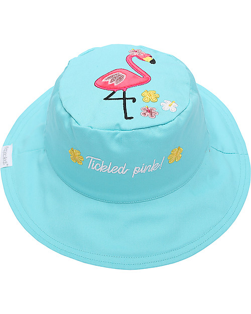 FlapJackKids Reversible Summer Hat Anti-UV UPF 50+ Flamingo+Pineapple - 100% cotton Sunhats