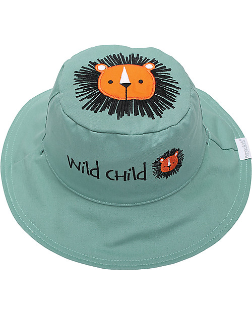 FlapJackKids Reversible Summer Hat Anti-UV UPF 50+ Lion+Sloth - 100% cotton Sunhats