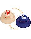 FlapJackKids Reversible Summer Hat Anti-UV UPF 50+, Lobster+Whale - 100% cotton Sunhats