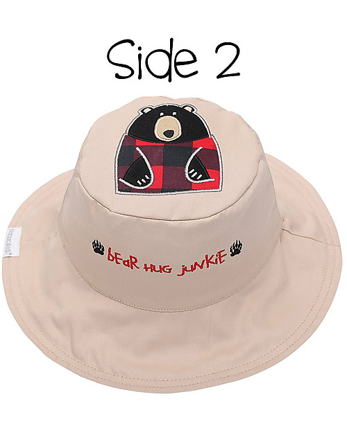 FlapJackKids Reversible Summer Hat Anti-UV UPF 50+ Moose+Black Bear - 100% cotton Sunhats