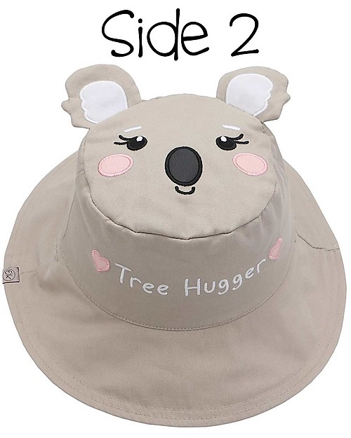 FlapJackKids Reversible Summer Hat Anti-UV UPF 50+ - Panda+Koala - 100% Cotton - New Design Sunhats
