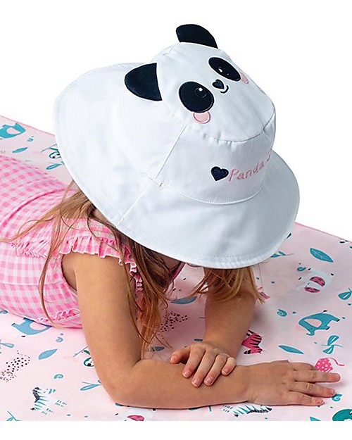 FlapJackKids Reversible Summer Hat Anti-UV UPF 50+ - Panda+Koala - 100% Cotton - New Design Sunhats