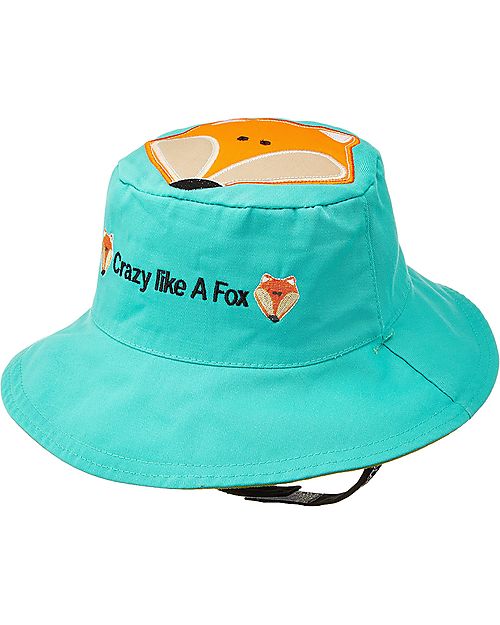 FlapJackKids Reversible Summer Hat Anti-UV UPF 50+, Raccoon+Fox - 100% cotton Sunhats