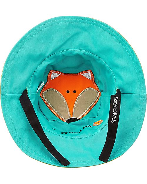 FlapJackKids Reversible Summer Hat Anti-UV UPF 50+, Raccoon+Fox - 100% cotton Sunhats