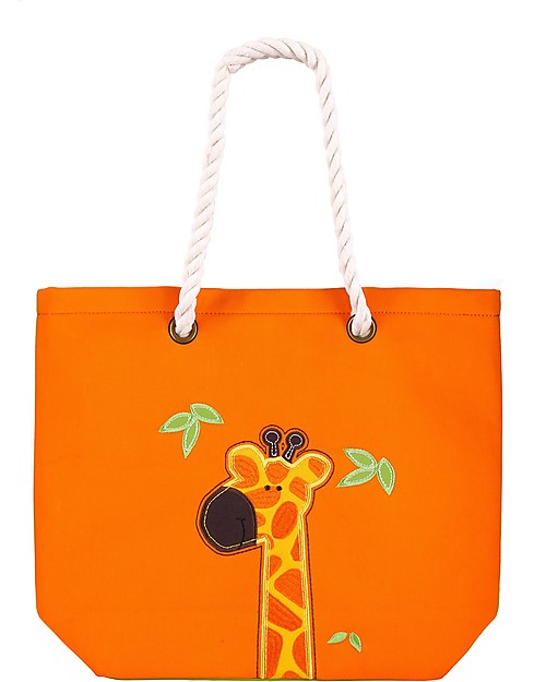 FlapJackKids Reversible Tote with Rope Handles, Giraffe+Zebra - Cotton canvas Tote Bags