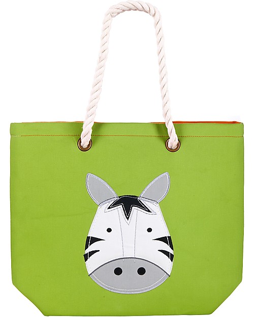 FlapJackKids Reversible Tote with Rope Handles, Giraffe+Zebra - Cotton canvas Tote Bags