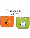 FlapJackKids Reversible Tote with Rope Handles, Giraffe+Zebra - Cotton canvas Tote Bags