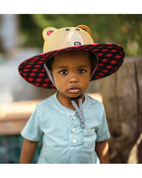FlapJackKids Straw Hat Anti-UV SPF 50+ - Bear Sunhats