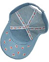 FlapJackKids Summer Brim Cap 3D - Cat Denim - Elasticated Cotton (4-6 Years) Sunhats