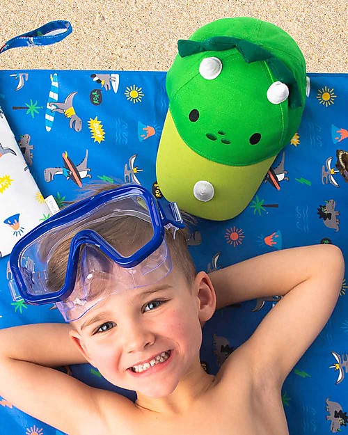 FlapJackKids Summer Brim Cap 3D - Dino - Elasticated Cotton (4-6 years) Sunhats