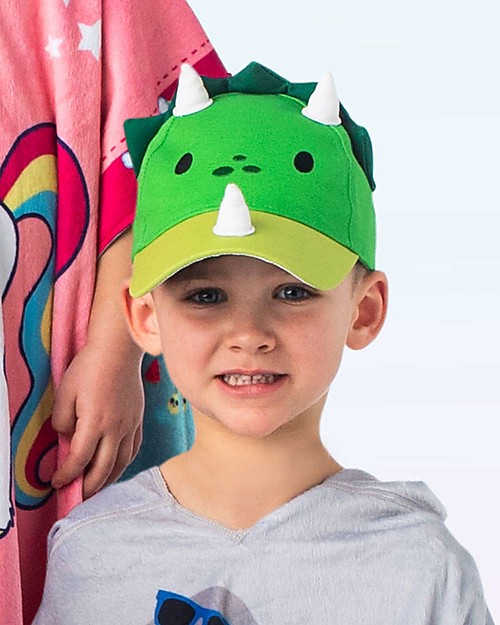FlapJackKids Summer Brim Cap 3D - Dino - Elasticated Cotton (4-6 years) Sunhats