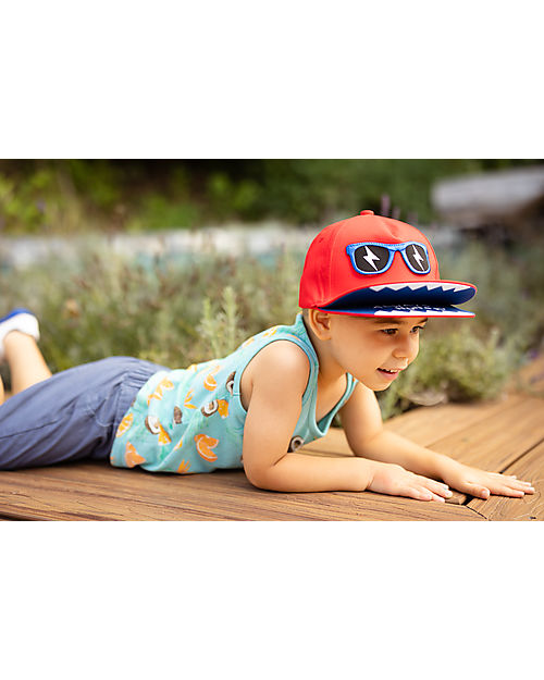 FlapJackKids Summer Brim Cap 3D - Monster - Elasticated Cotton (4-6 Years) Sunhats
