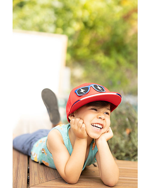 FlapJackKids Summer Brim Cap 3D - Monster - Elasticated Cotton (4-6 Years) Sunhats