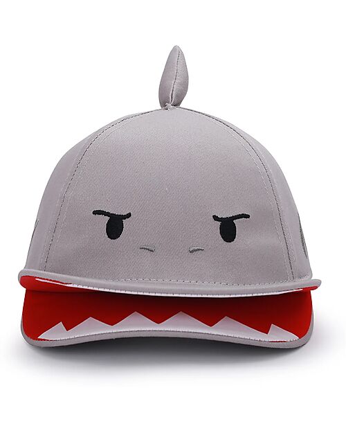 FlapJackKids Summer Brim Cap 3D - Shark - Elasticated Cotton (4-6 years) Sunhats