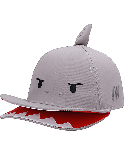 FlapJackKids Summer Brim Cap 3D - Shark - Elasticated Cotton (4-6 years) Sunhats