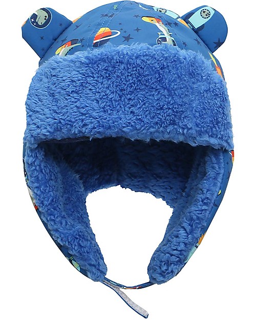 FlapJackKids Water Repellent and Windproof Trapper Hat - Dino - Soft Sherpa Lining Winter Hats