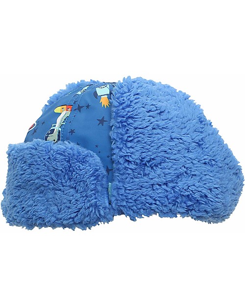 FlapJackKids Water Repellent and Windproof Trapper Hat - Dino - Soft Sherpa Lining Winter Hats