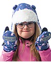 FlapJackKids Water Repellent and Windproof Trapper Hat - Indigo Unicorn - Soft Sherpa Lining Winter Hats