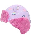 FlapJackKids Water Repellent and Windproof Trapper Hat - Lilac Unicorn - Soft Sherpa Lining Winter Hats