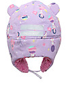 FlapJackKids Water Repellent and Windproof Trapper Hat - Lilac Unicorn - Soft Sherpa Lining Winter Hats