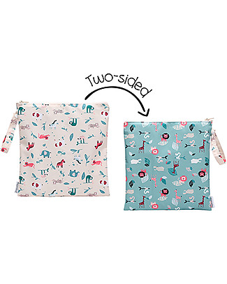 FlapJackKids Waterproof Beach Clutch for Bathing Suit - Pink Zoo Makeup Bags & Pouches
