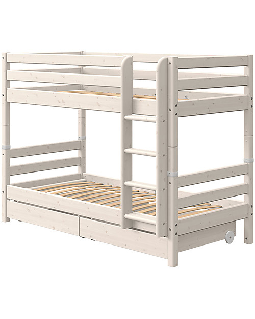 Flexa Bunk Bed with Straight Ladder and Drawers - 200x90 cm Bunk Beds