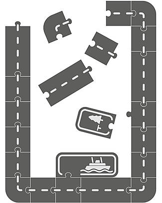 Flexa Car Track Puzzle - 22 Pieces Wooden Toy Cars, Trains & Trucks