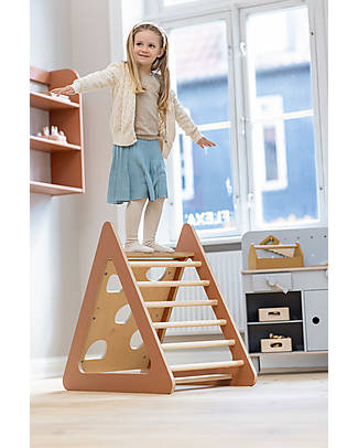 Flexa Midi Wooden Play Tower - Rose - with Ladder + Climbing Plate Montessori Toys