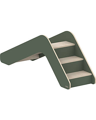 Flexa Plywood Slide - Green - with Three Steps Montessori Toys