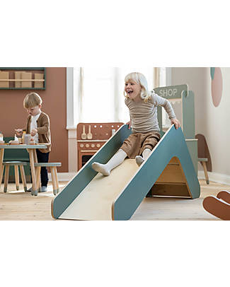 Flexa Plywood Slide - Green - with Three Steps Montessori Toys