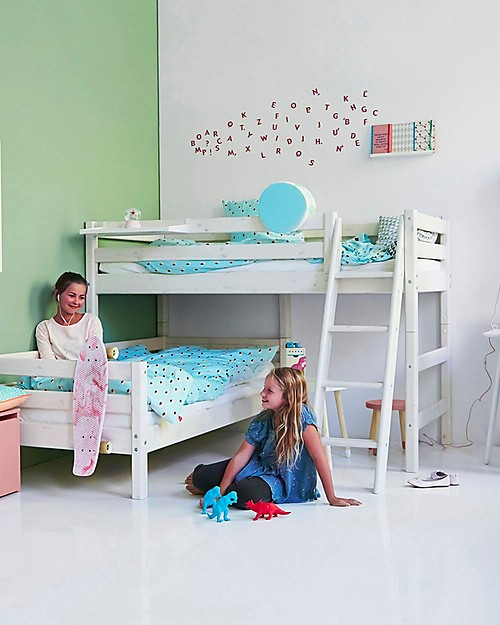 Flexa Semi-High Bunk Bed with Slanting Ladder - 200x90 cm Bunk Beds