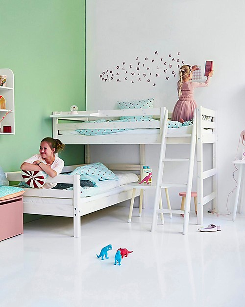 Flexa Semi-High Bunk Bed with Slanting Ladder - 200x90 cm Bunk Beds