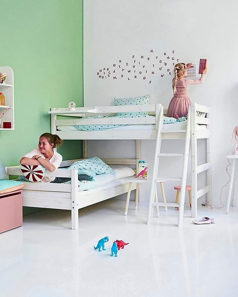 Flexa Semi High Bunk Bed With Slanting, Bunk Beds With Slanted Ladder