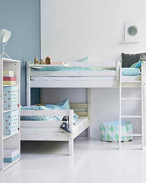 Flexa Semi High Bunk Bed with Straight Ladder - 200x90 cm Bunk Beds