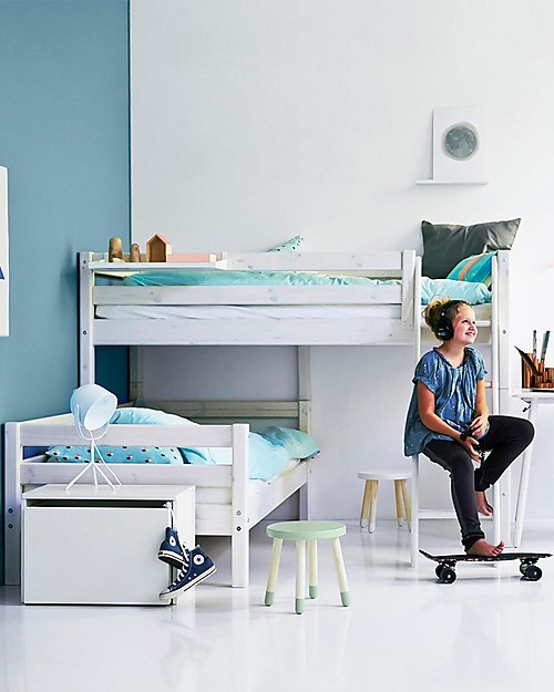 Flexa Semi High Bunk Bed with Straight Ladder - 200x90 cm Bunk Beds